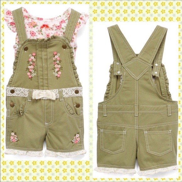 ▪️Secret Garden Shortalls Set in Khaki - Picture 1 of 3